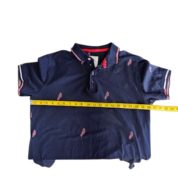 A Fish Named Fred Mens Short Sleeve Polo, Embroidered Bikes, Blue/Pink, Size M - Picture 6 of 9